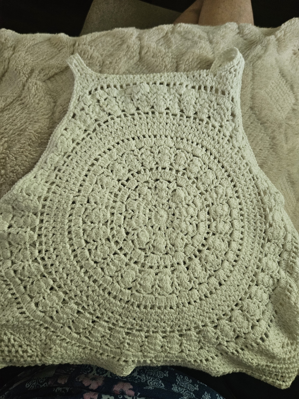 White H&M Crochet Halter Camisole Tank Top